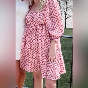 Pink Puff Sleeve Dress